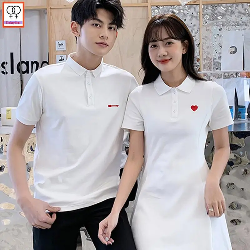 

Matching Couple Clothes Lovers Outfits Valentine's Days Cute Holiday Date Girls Cotton Honeymoon Casual White T Shirt Dress