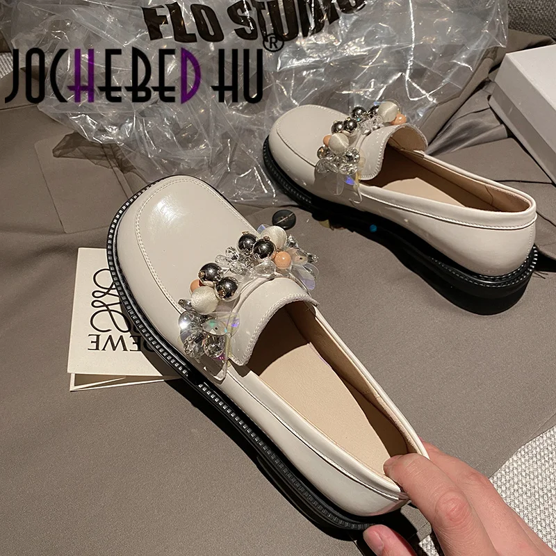 

【JOCHEBED HU】Concise Design Shoes For Women Shallow Top Quaity Patent Leather Thick Heels Pumps Autumn New Casual Party Shoes