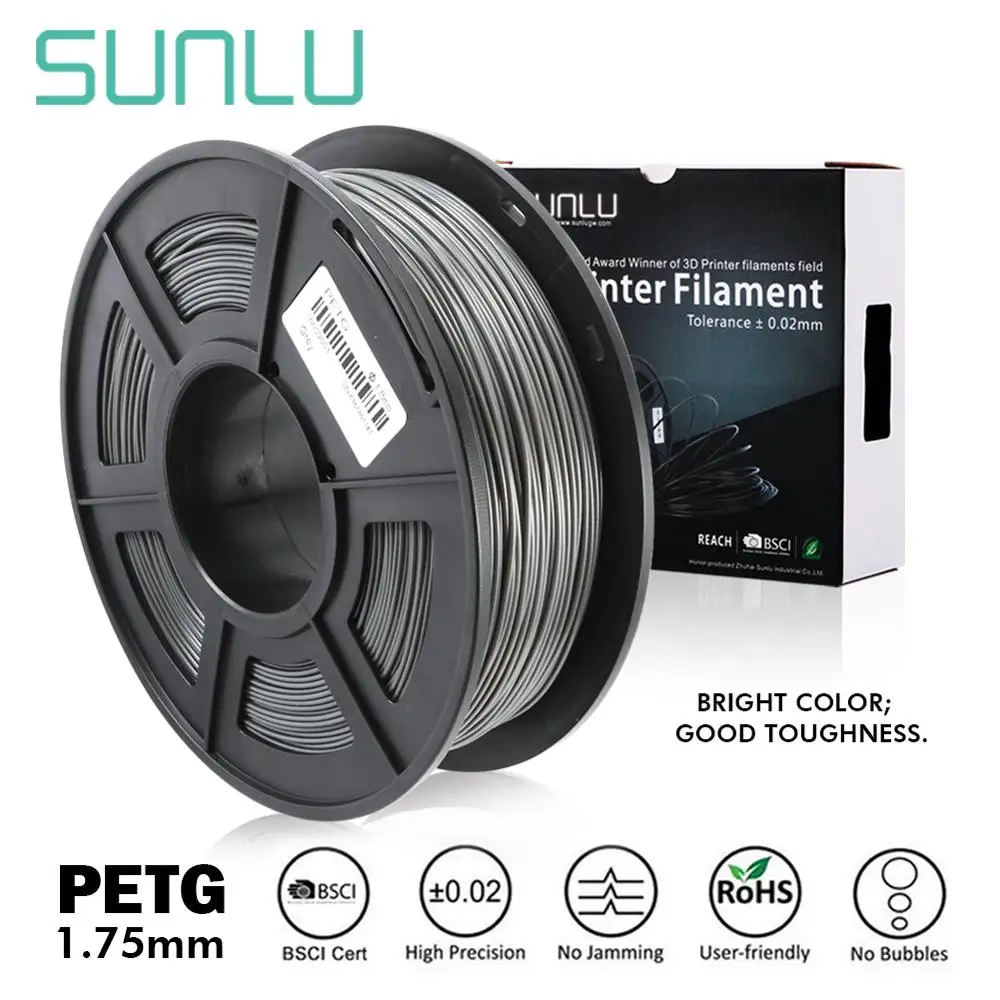 SUNLU PETG 3D-принтеры нити 1,75 мм 1 кг/2.2LB катушки черный ПЭТ принтер Материал