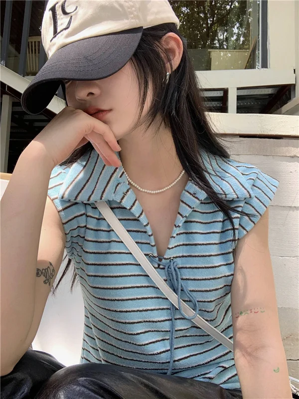 Реальный снимок экономичный свободный Универсальный полосатый жилет на