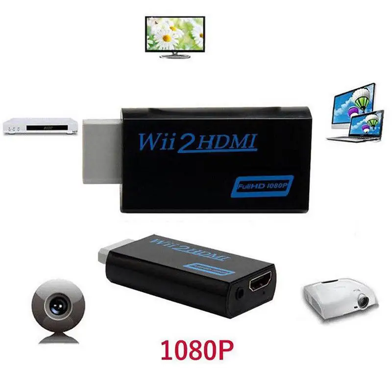 720P 1080P Full HD HDTV Wii to HDMI видео конвертер адаптер Wii2HDMI 3 5 мм аудио для ПК монитор