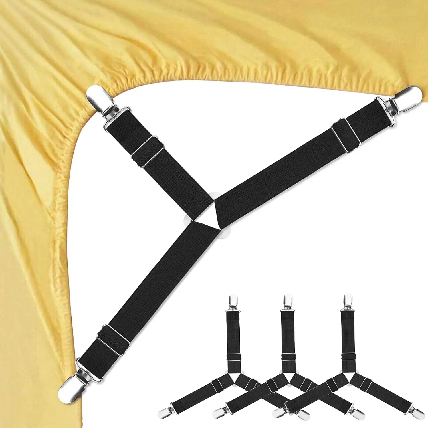 

4PCS Adjustable Bed Sheet Holder Straps Elastic Suspenders Gripper Holder Straps Clip Bed Sheet Fasteners For Bed Sheets,Sofa