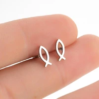 simple stainless steel jesus fish studs earrings cute small animal earring for girls kids female ehnic earrings 2021 new