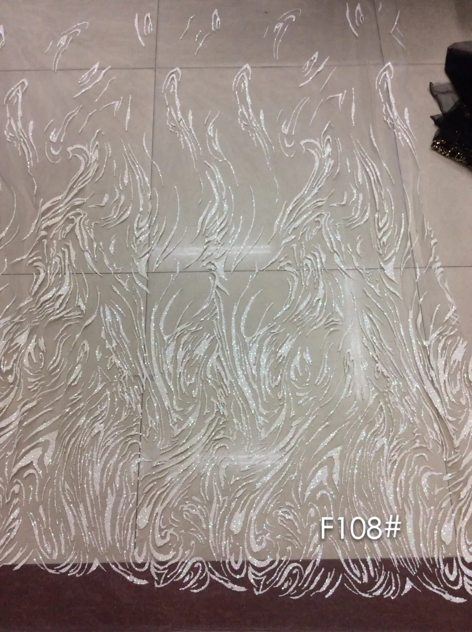 

5yards F108# colorful ivory glued glitter sparkle african india haute couture mesh tulle lace fabric for wedding dress/party