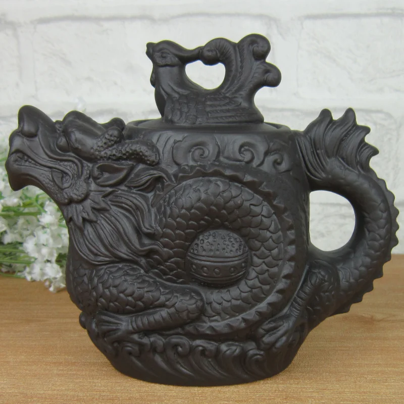 Подлинный чайный горшок Yixing Dragon And Phoenix большой емкости сервиз из фиолетовой