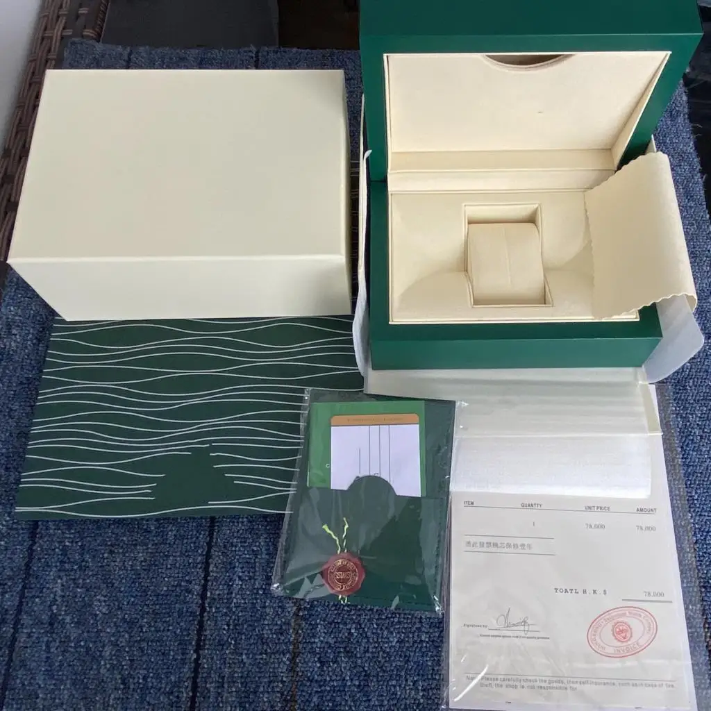 

Best Quality Green Watch Original Box Papers Card Purse Gift Boxes Handbag for 116660 116710 116520 116613 118239 Watches