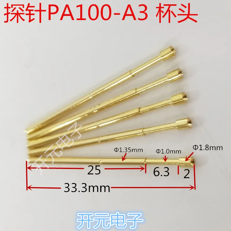 

100PCS PA100-A3 Probe Test Pin PA100-A3 Cup Head 1.8 Concave Head 1.8mm Nest type Probe needle testing jig Test frame