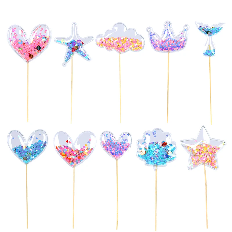 WEIGAO Bling Fairy ПВХ Топпер для торта Звезда облако Корона Радуга Единорог украшение день рождения единорог Радуга украшения торта поставки