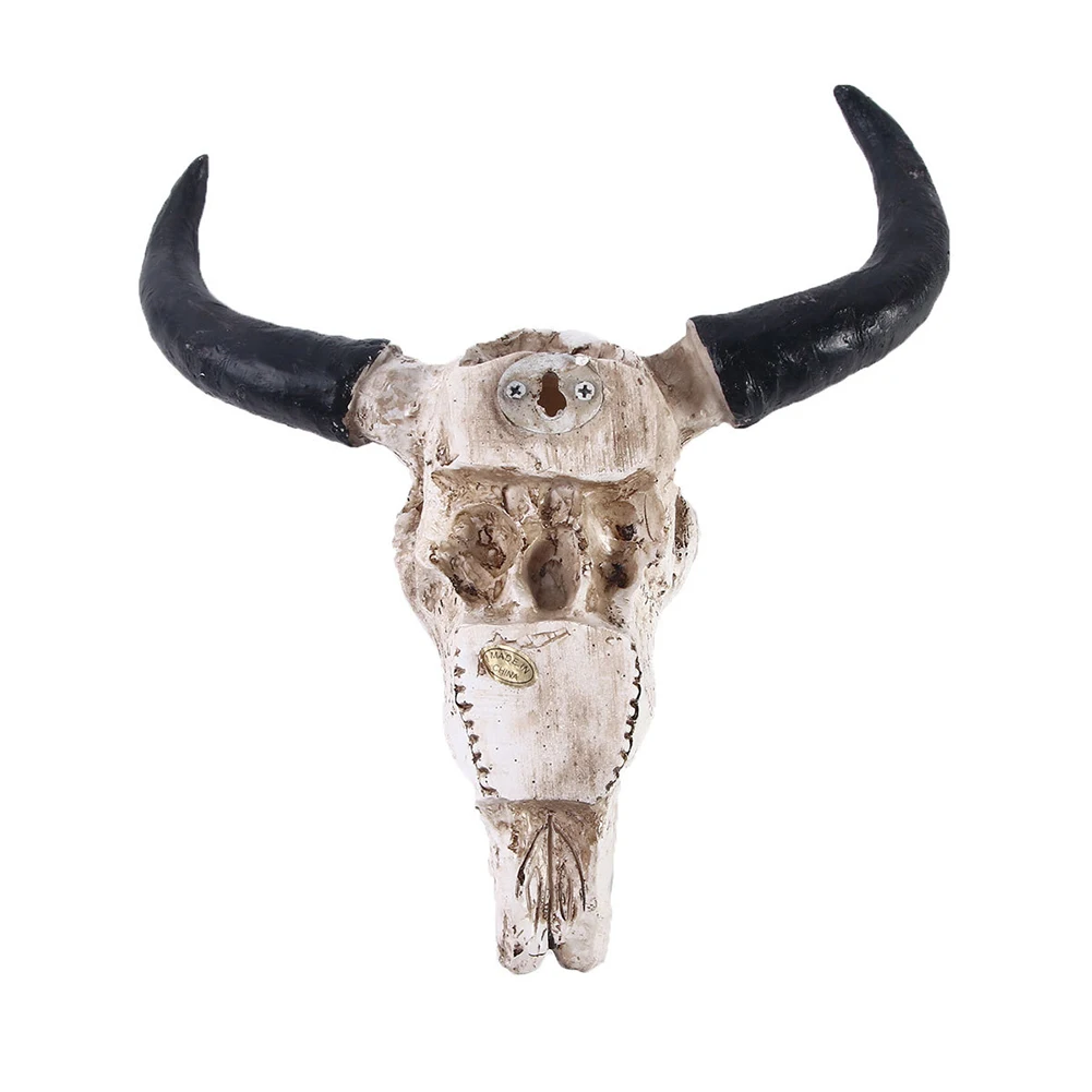 

Resin Longhorn Cow Skull Head Wall Hanging Decorations Ornaments 3D Animal Wildlife Horns Sculpture Figurines Crafts for Decor