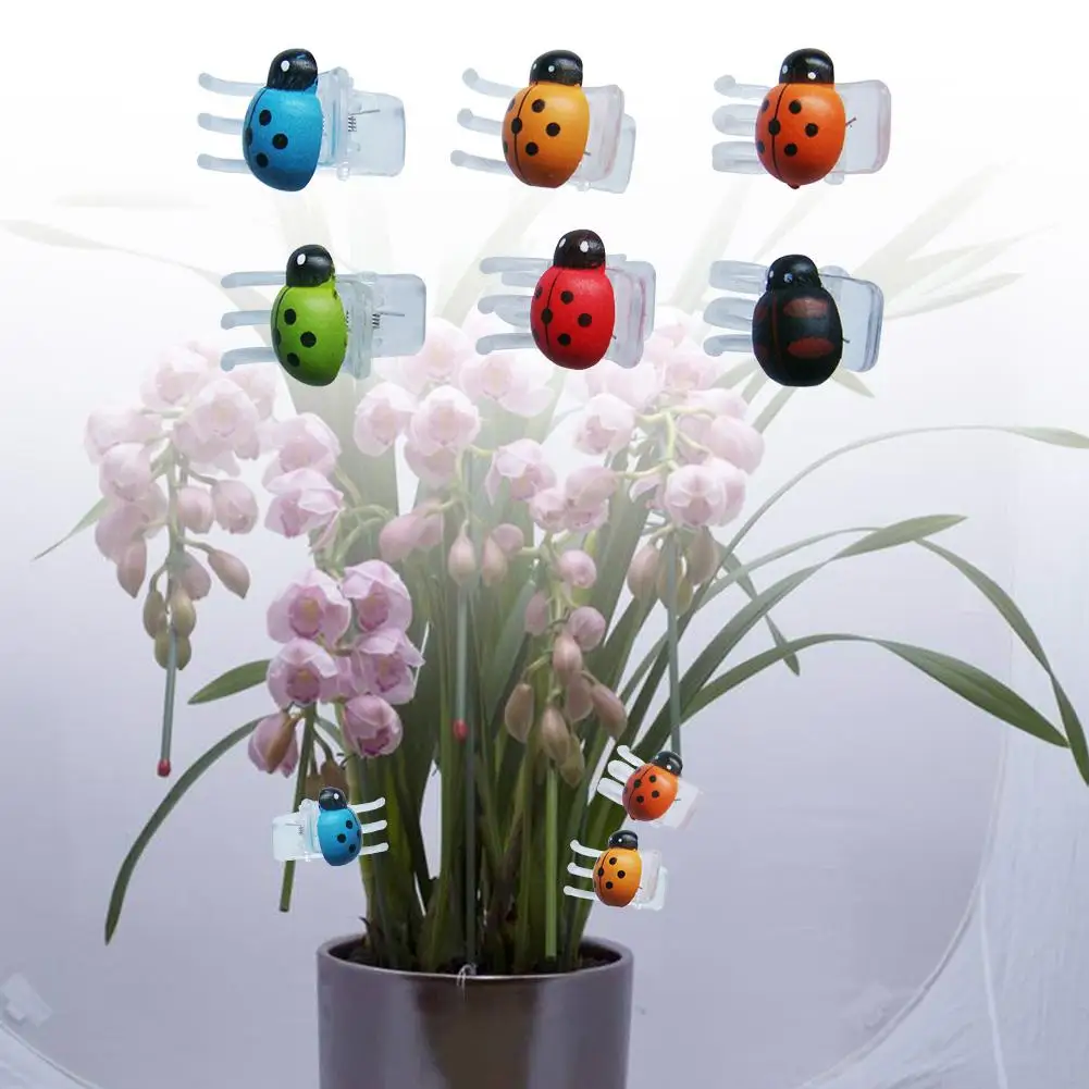 

30PCS Ladybird Orchid Clips Plant Garden Support For Plant Vines Cute Shapes Garden Tool Melon Flower Pumpkins Plastic Hair Clip