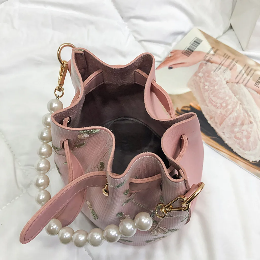 Новинка 2019 женская сумка через плечо с жемчугом из искусственной кожи вышитыми