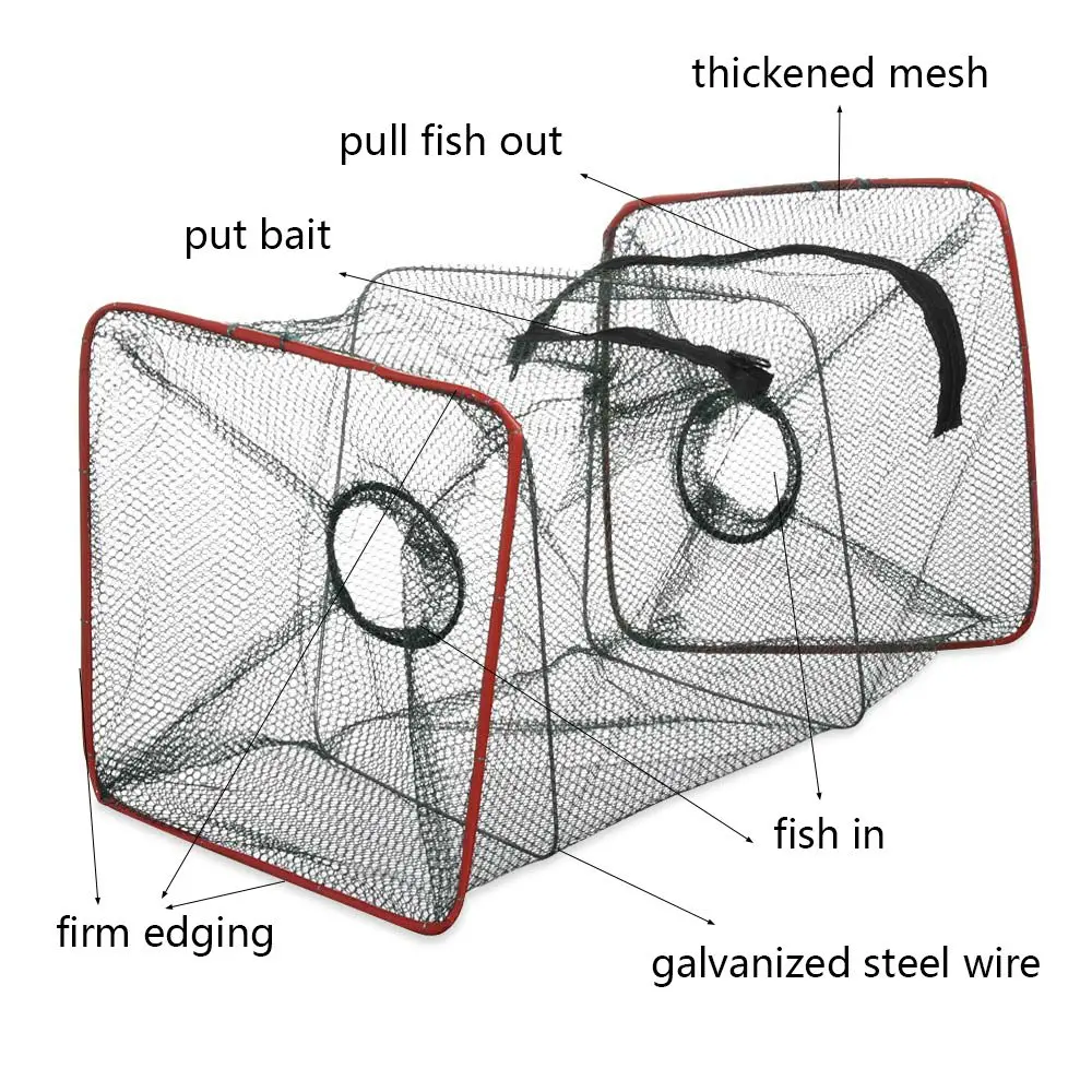 Прочная Складная Нейлоновая сетчатая застежка-молния ловушка для креветок