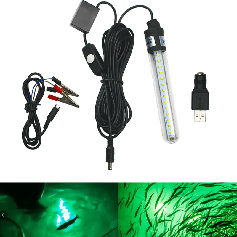 6.5W 5v-12v 650 lumens LED diving fishing light 6-sided underwater fish hunting with 5m cable supports battery connection |