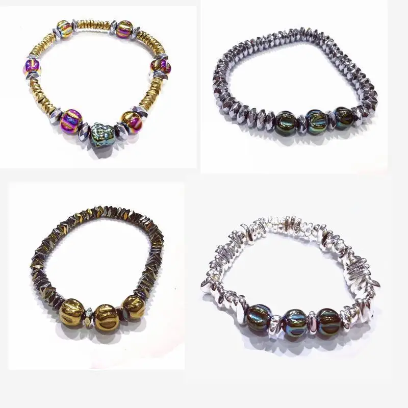 

Wholesale Mix style Hematite irregular gravel Natural Stone Bracelet