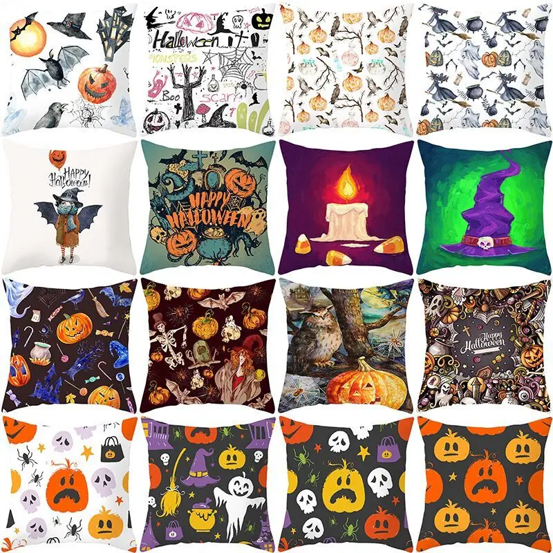 

Halloween Pumpkin Pillow Case Polyeser Cushion Cover Home Decoration Sofa Waist Throw Pillows