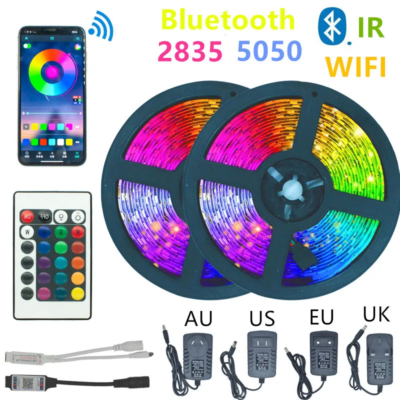 LED Strip Lights 5050 2835 DC 12V RGB Flexible Tape Led Ribbon Ledstrips 5M 10M 15M 20M WIFI Phone Bluetooth APP Remote Control