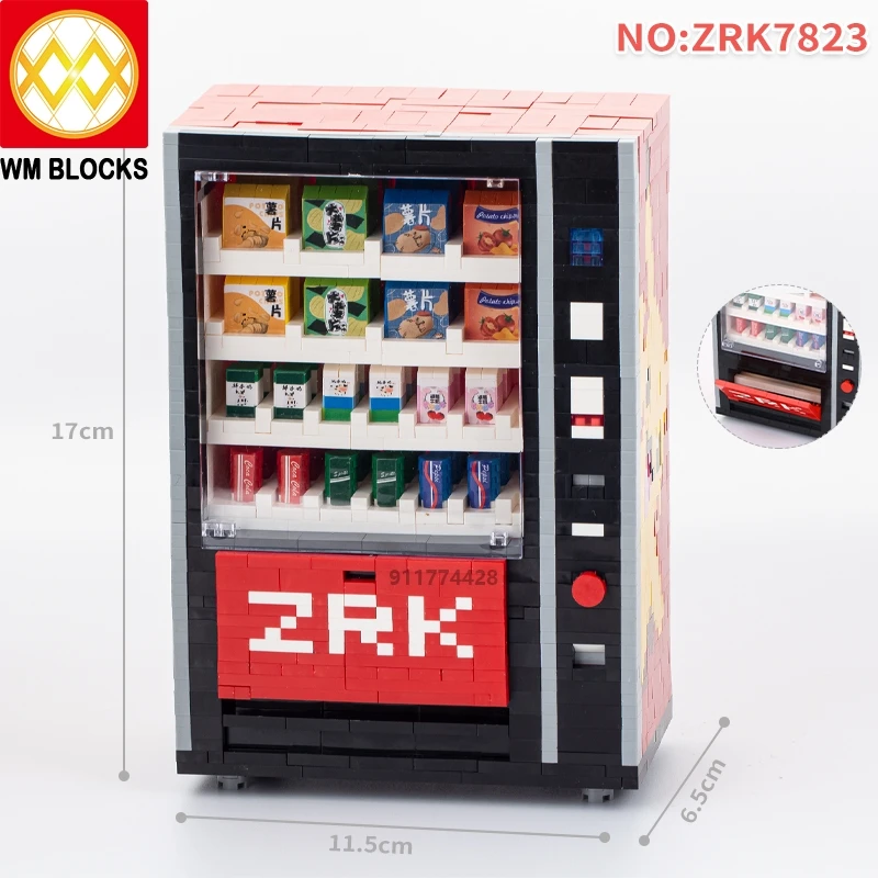 

Mini Building Blocks City Vending Machine Model MOC Montessori Educational Kids Toys For Children Block Bricks Ornaments Gift WM