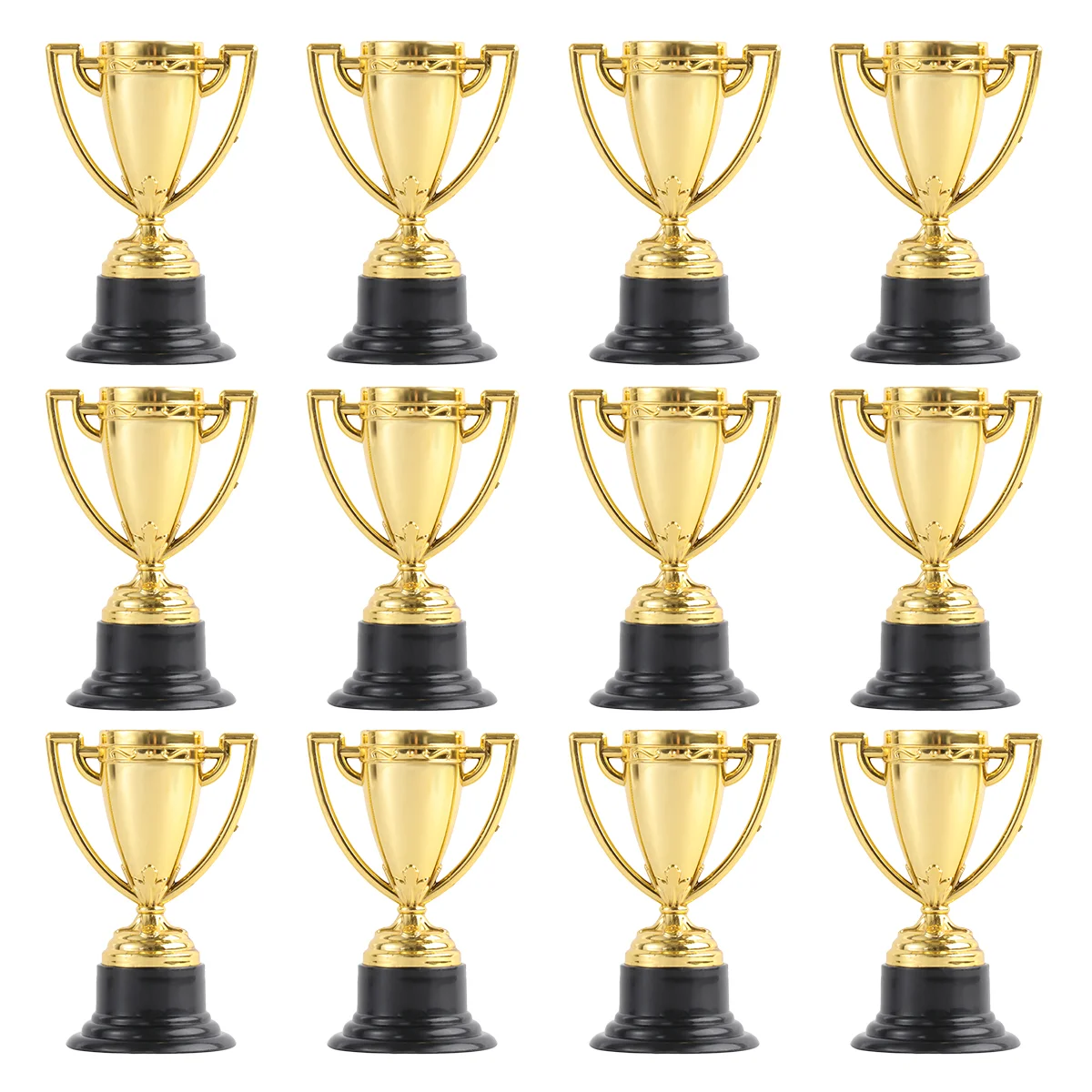 

12pcs Golden Mini Award Trophy Reward Prizes Decor Kindergarten Kids Gift Awards Trophy with Black Base for Competition