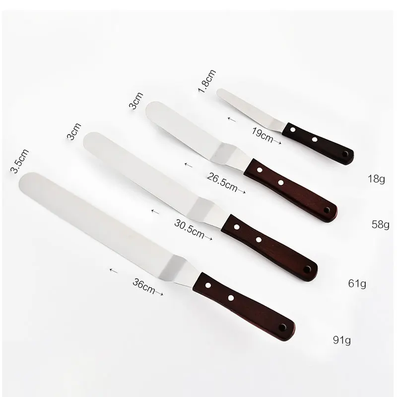 4 шт./компл. из нержавеющей стали с деревянной ручкой для выпечки и лопатки теста