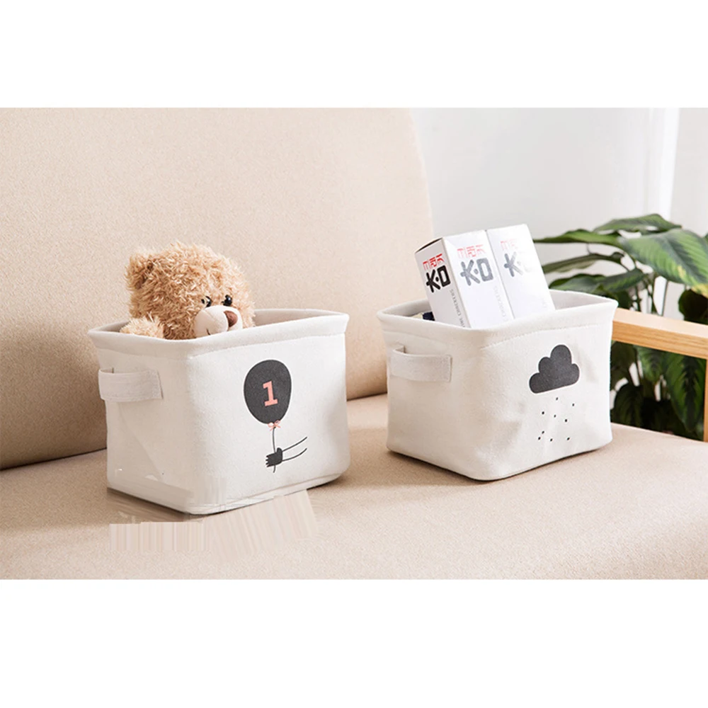 1 шт. мультяшная маленькая свежая тканевая домашняя корзина для хранения игрушек