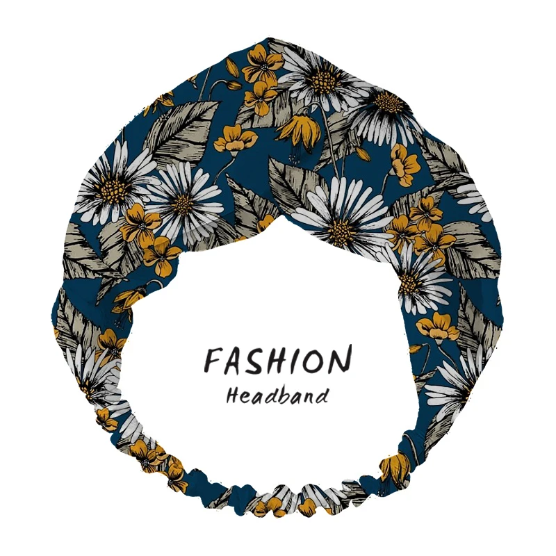 

Daisy Floral Pattern Women Bandanas Headband Turban HairBand Head Wrap Hair Headband for Women Elastic Hair Band hair accesoires