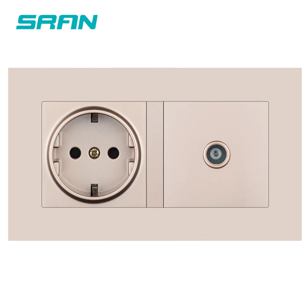 Розетка электрическая заземленная с гнездом для телевизора 16 А 146 х86