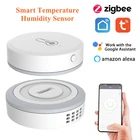 Умный мини-датчик температуры и влажности ZigBee для Tuya SmartLife, беспроводное управление, работа с концентратором Zigbee, Alexa, Google Home