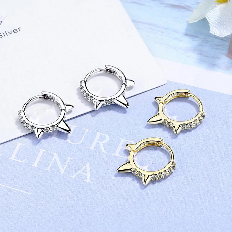 Симпатичные 5A серьги-кольца с кристаллами циркония модные золотистые Huggie