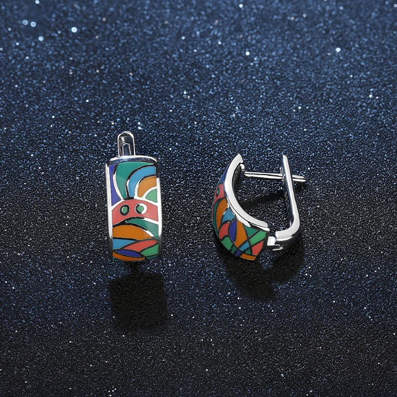 Женские серьги гвоздики из серебра 925 пробы с эмалью|Серьги-гвоздики| |