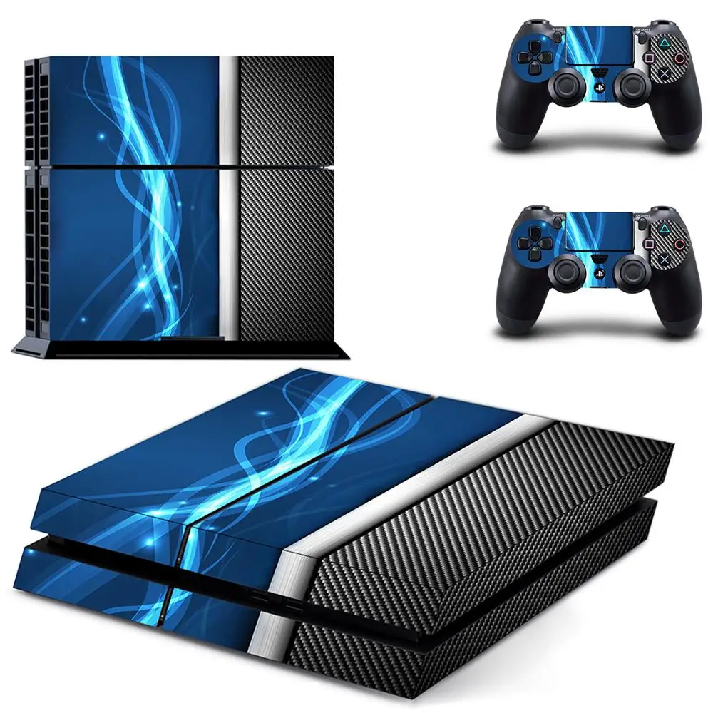 Blue White Silver Metal Gold PS4 Skin Sticker Decal For DualShock PlayStation 4 Console and 2 Controllers PS4 Skin Sticker Vinyl