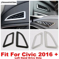 car styling abs matte upper ac vent outlet cover sticker trim 2pcs auto accessories for civic 2016 2020 carbon fiber matte