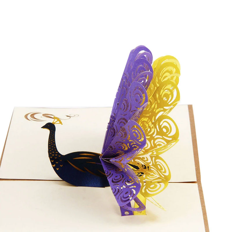 

3D Up Greeting Card Peacock Birthday Easter Anniversary Mother's Day Thanks