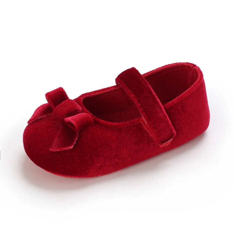 Prewalker Newborn Baby Plush Bow Solid Color Soft Comfort 0-18 Months Baby Casual Shoes Toddlers images - 6