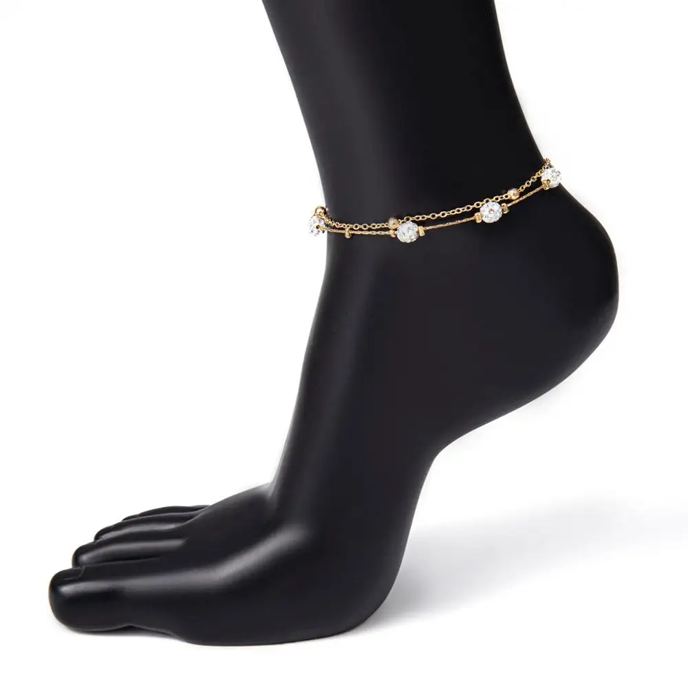 Богемные Многослойные лодыжки с бусинами для женщин аксессуары золотого цвета