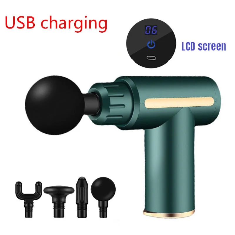 

4 Head Accessories Mini Deep Tissue Percussion Muscle Massage 3200 Speed Gun Relief Fascia Electric Body Massage Pro LCD Display