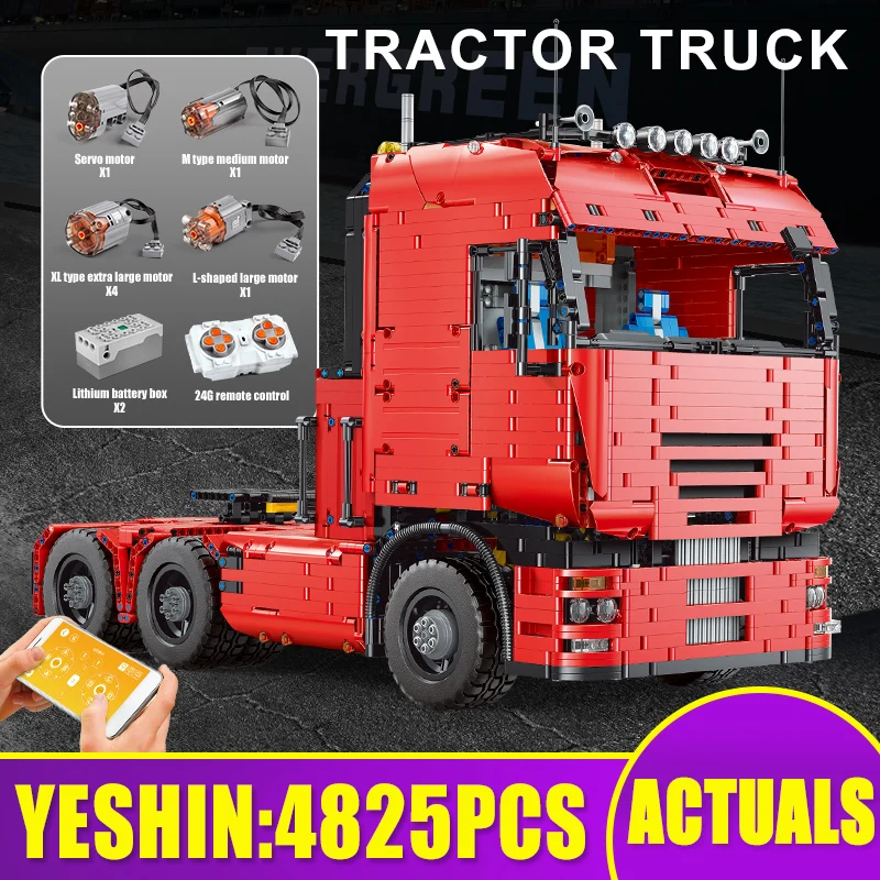 

MOULD KING High-tech Car Toys The 19005 Motorized Tractor Truck and Trailer Model MOC-2475 Building Blocks Bricks Kids Gifts