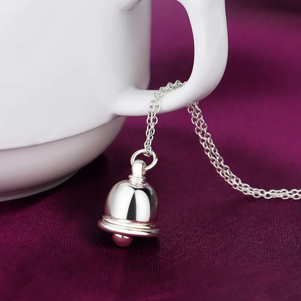 Подарок на Новый год 925 серебро колокол ожерелья с милой Кулоны из нержавеющей