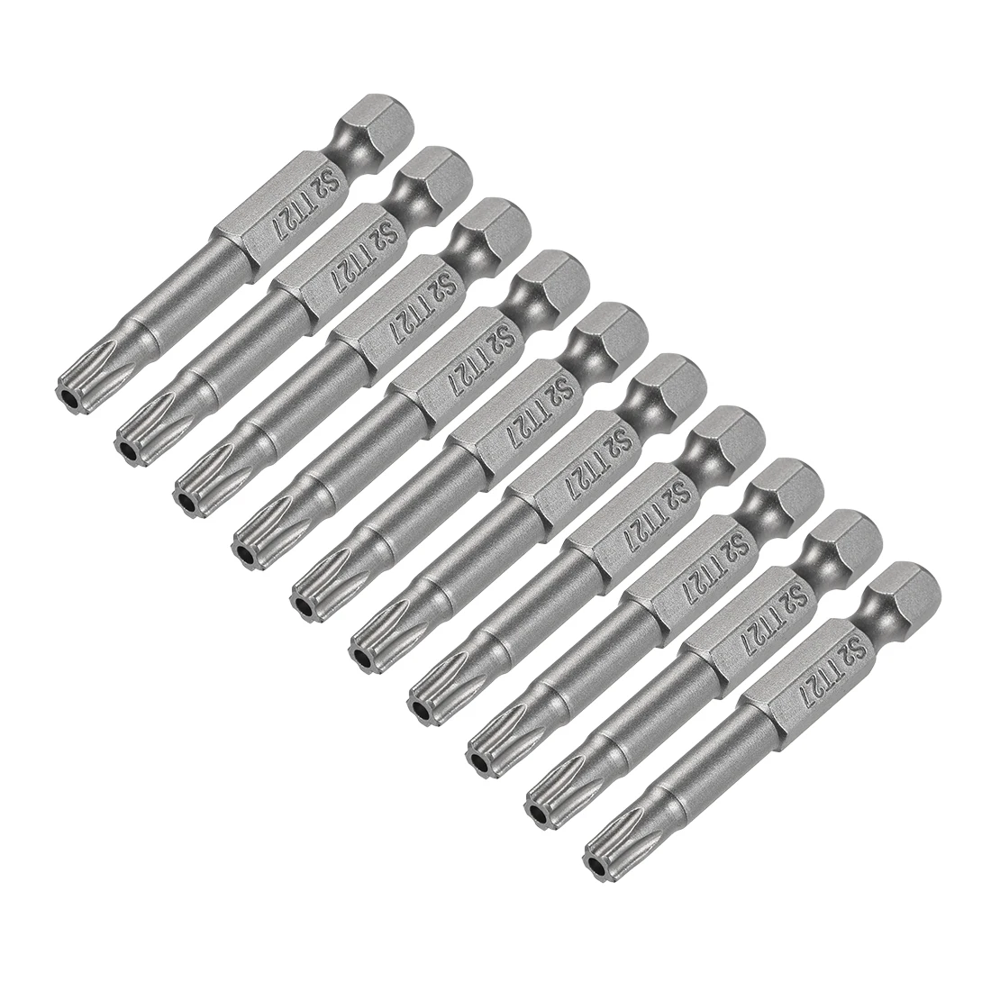 

Uxcell 50mm Long 1/4inch Hex Shank T27 Torx Security Star Screwdriver Bits S2 High Alloy Steel 10pcs