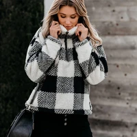 autumn winter womens thick pullover plaid jacket ladies loose casual long sleeve top female stand collar large size coat 2021