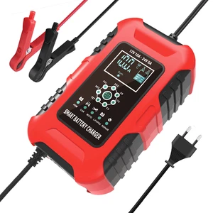 foxsur 12v 24v 10a full automatic battery chargers digital lcd display car charger power puls repair charger lead acid lifepo4 free global shipping