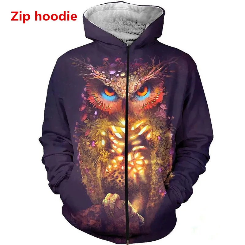 Новинка длинный свитер с 3d-рисунком красивой совы мужская спортивная одежда