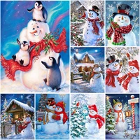 diy snowman 5d diamond painting full round rhinestones christmas gift diamond embroidery cross stitch kits snow scenery