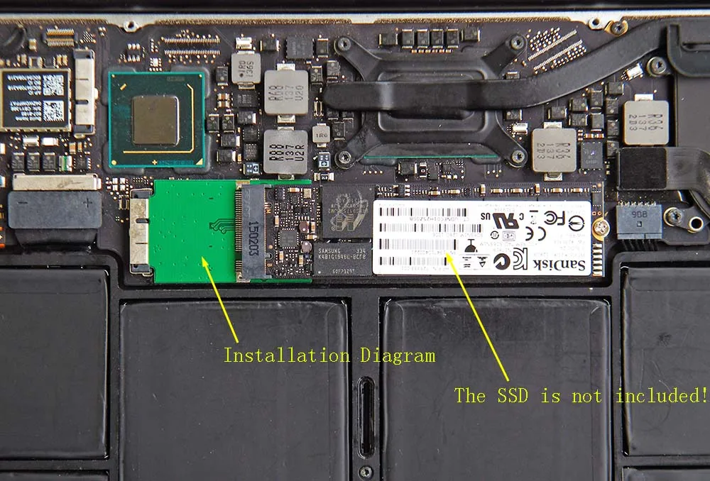 QINDIAN добавить на карты M.2 NGFF SSD 12 + 6Pin адаптер Конвертация расширения для MacBook Air 2010