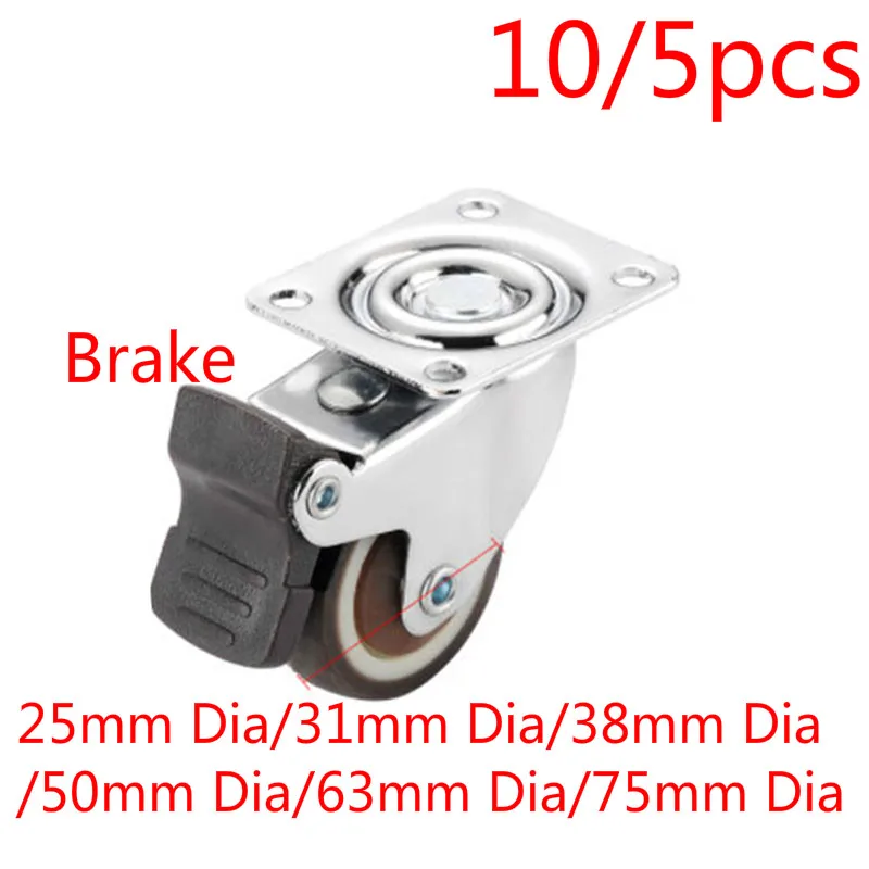 10/5 единиц мебели колеса для роликов роликовые серебро с тормозом чемодан на