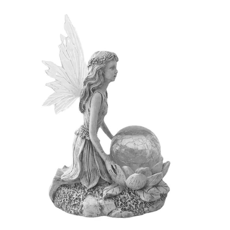 

Статуэтка садовая с цветами из смолы, декоративное украшение для сада, лампа со светодиодный светильник кой для внутреннего дворика, лужайк...