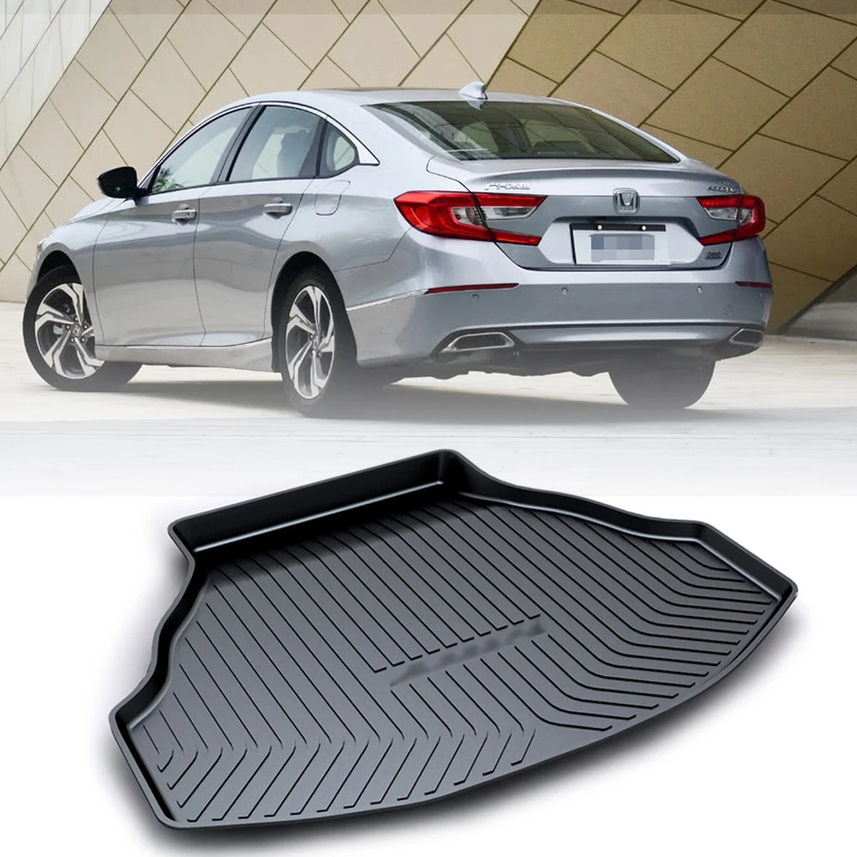 

For Honda Accord 2008-2019 Rear Trunk Cargo Boot Liner Mat Tray Waterproof Anti-Slip Car Accessories Black Rubber
