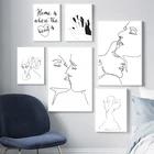 Картина на холсте с изображением сексуальной девушки Love Kiss, скандинавские плакаты и принты, настенные картины для гостиной, Декор, абстрактная линия, рисунок