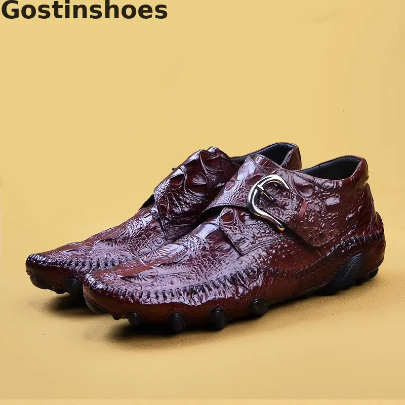 Повседневная кожаная обувь цвет черный коричневый Мужская из натуральной