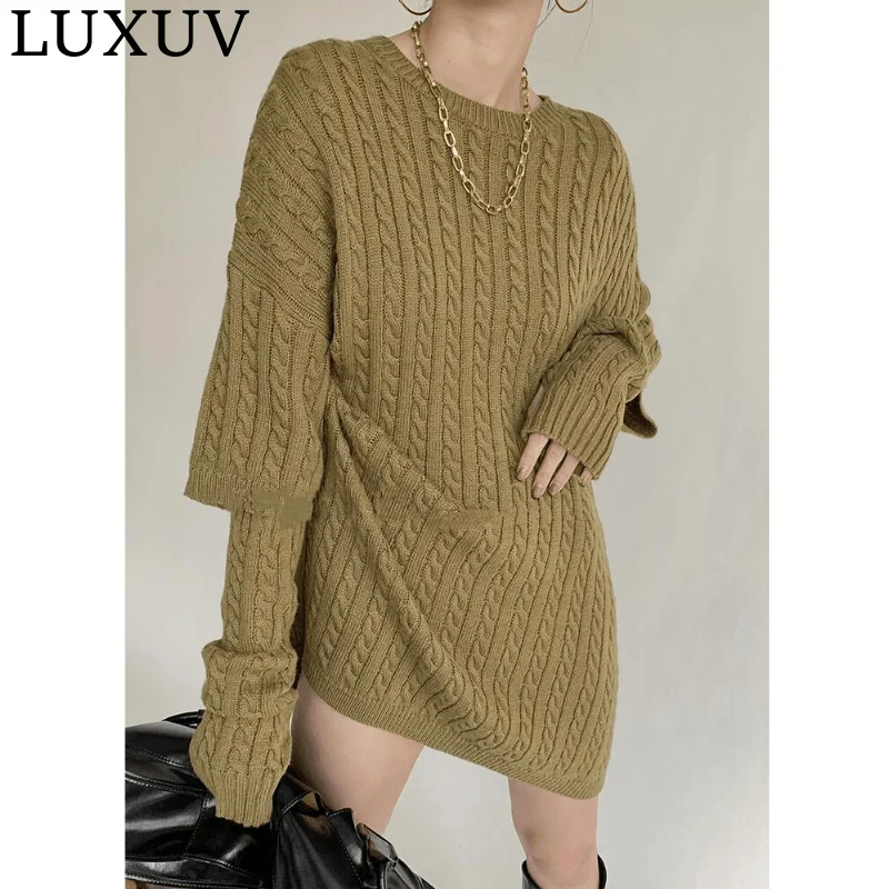 LUXUV Women's Office Lady Sweaters With Throat Turtleneck Knitted Pull Cardigans Sweatshirt Office Ladies Jersey Clothes