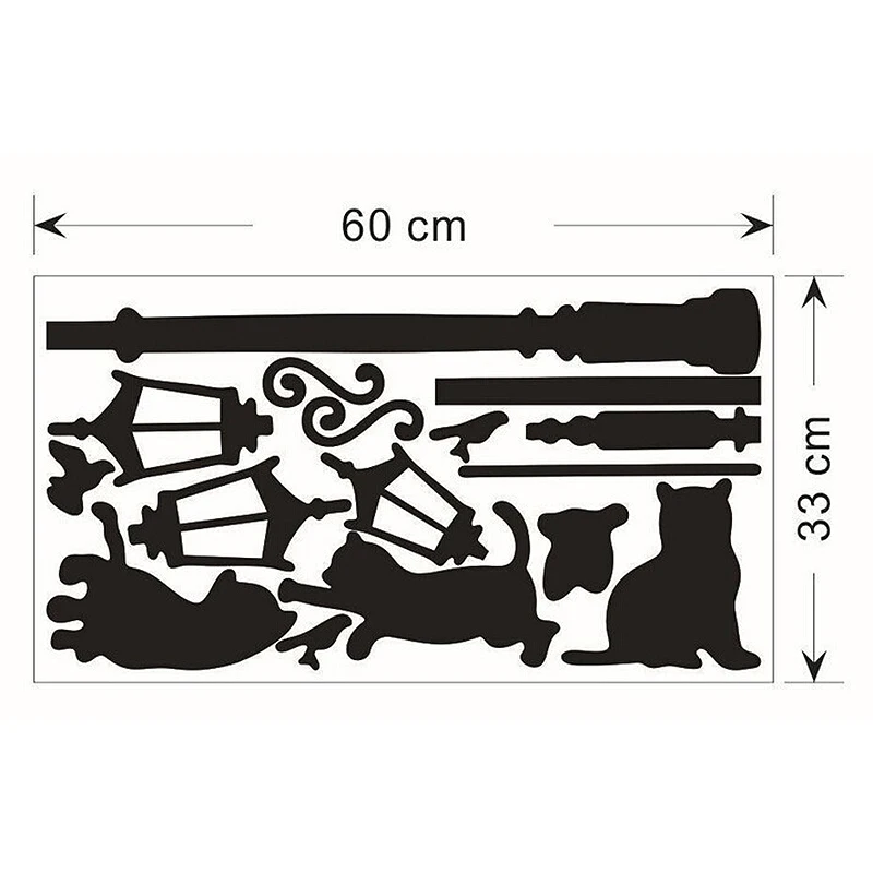 Черный уличный фонарь милый кот модный настенный стикер гостиная ТВ фон детская
